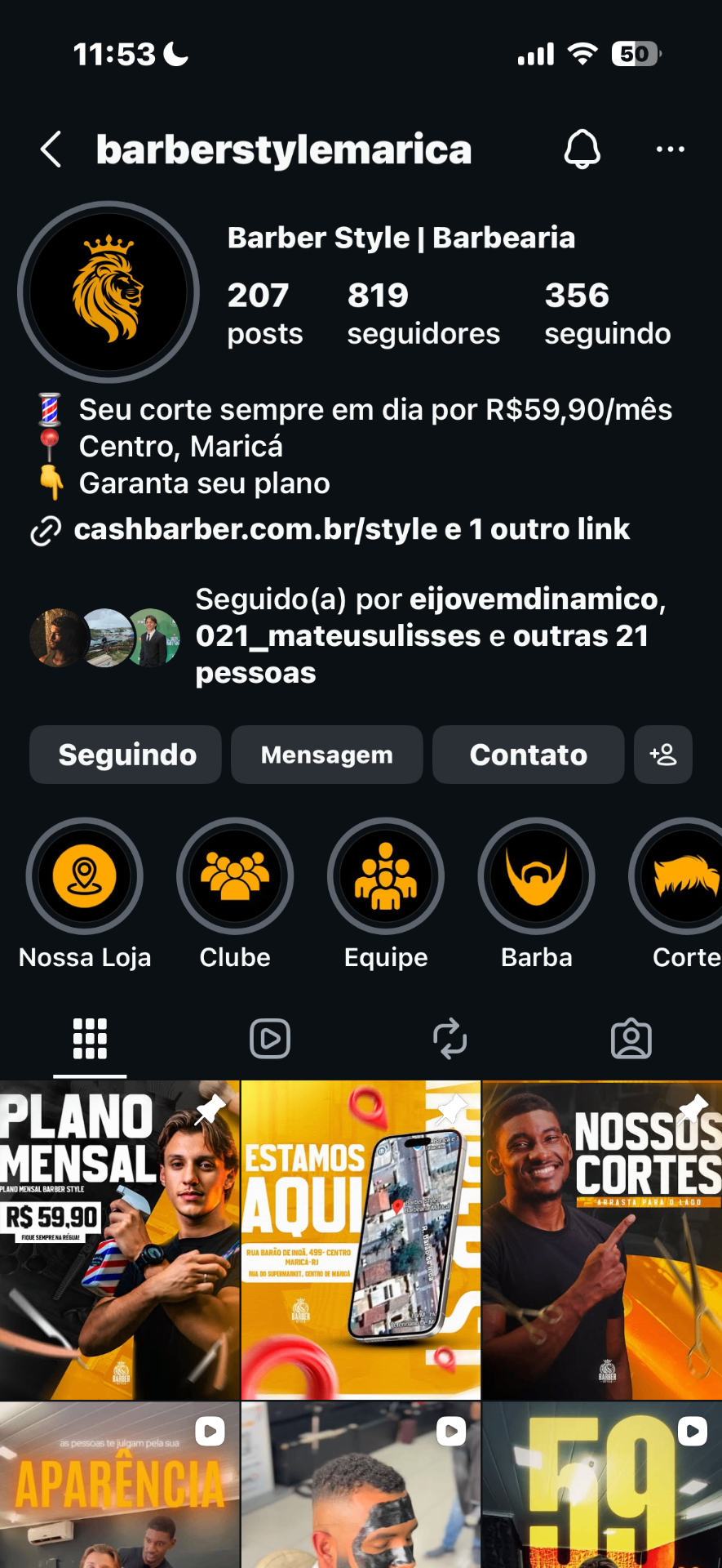 Feed do Instagram Barber Style