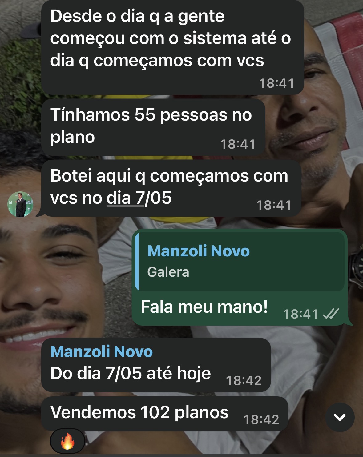 Print de WhatsApp com depoimento de cliente