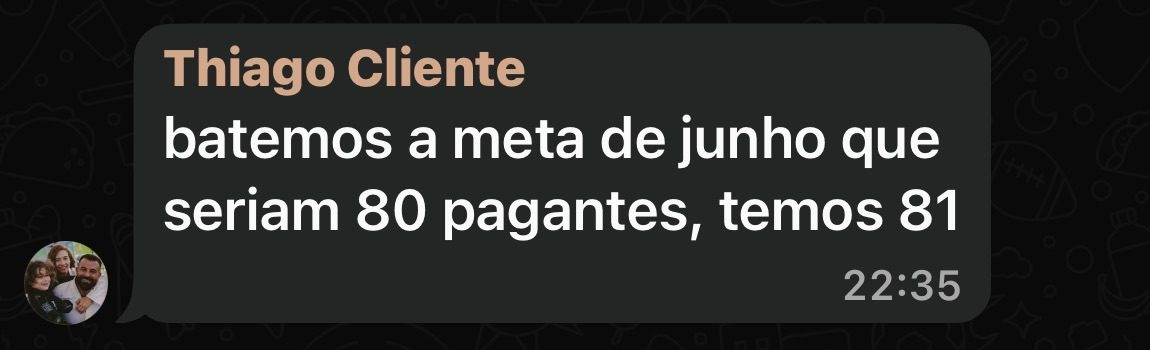 Print de WhatsApp com depoimento de cliente