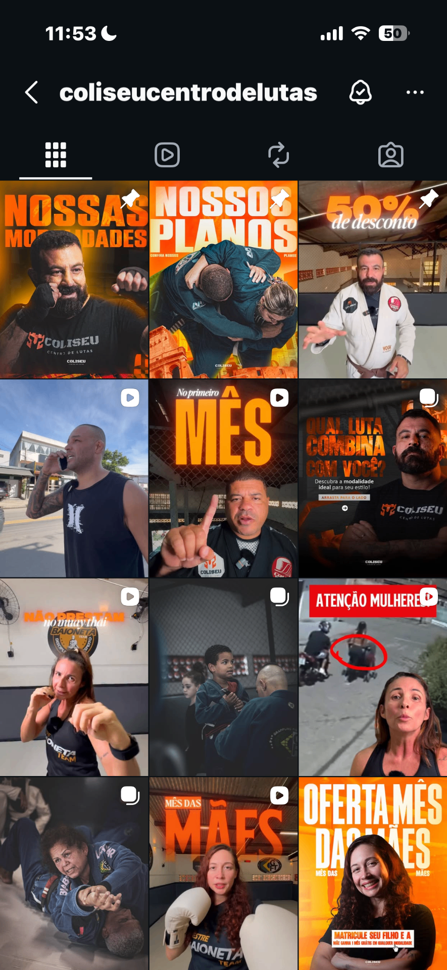Feed do Instagram Coliseu Centro de Lutas